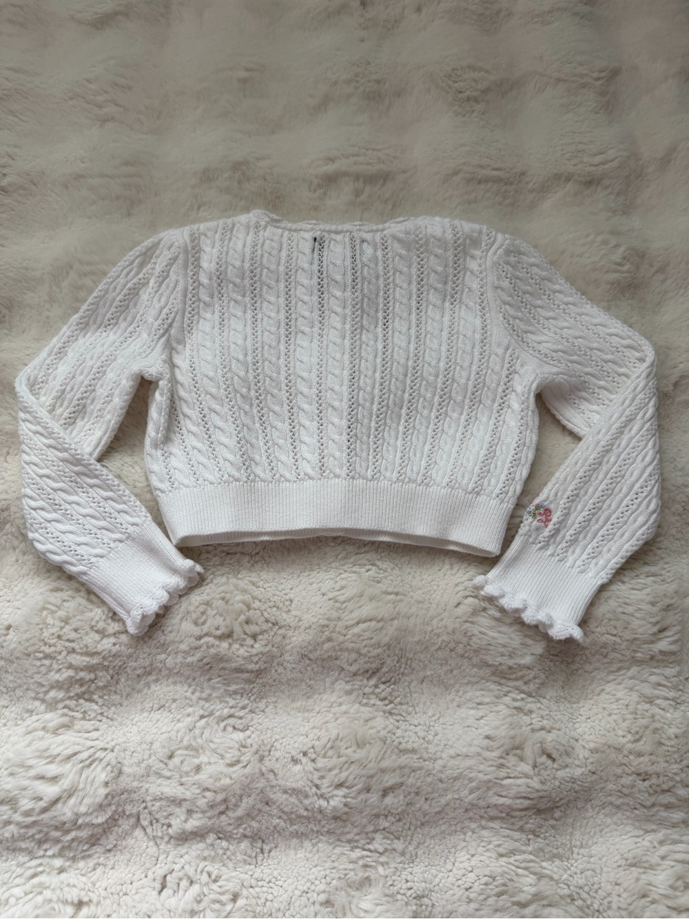 Polo Ralph Lauren Soft White Cable-Knit Cropped Cardigan - 3 - Picture 3 of 9